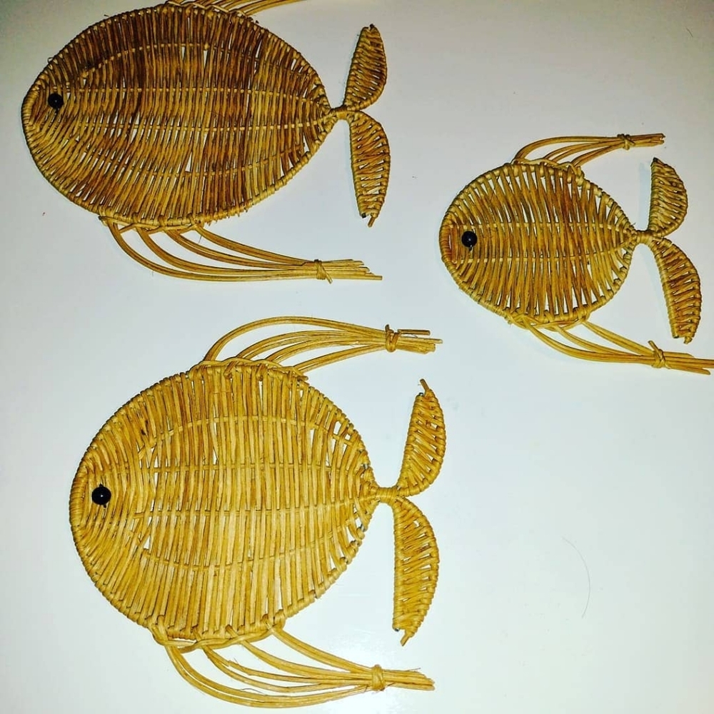 Vintage Wicker Wall Fish.
